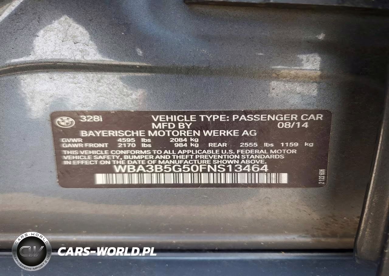 2015 BMW 328 Xi Sulev VIN:WBA3B5G50FNS13464 - 13