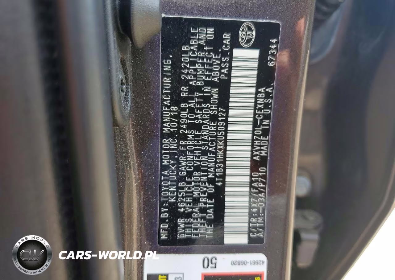 2019 Toyota Camry Le VIN:4T1B31HKXKU509127 - 12
