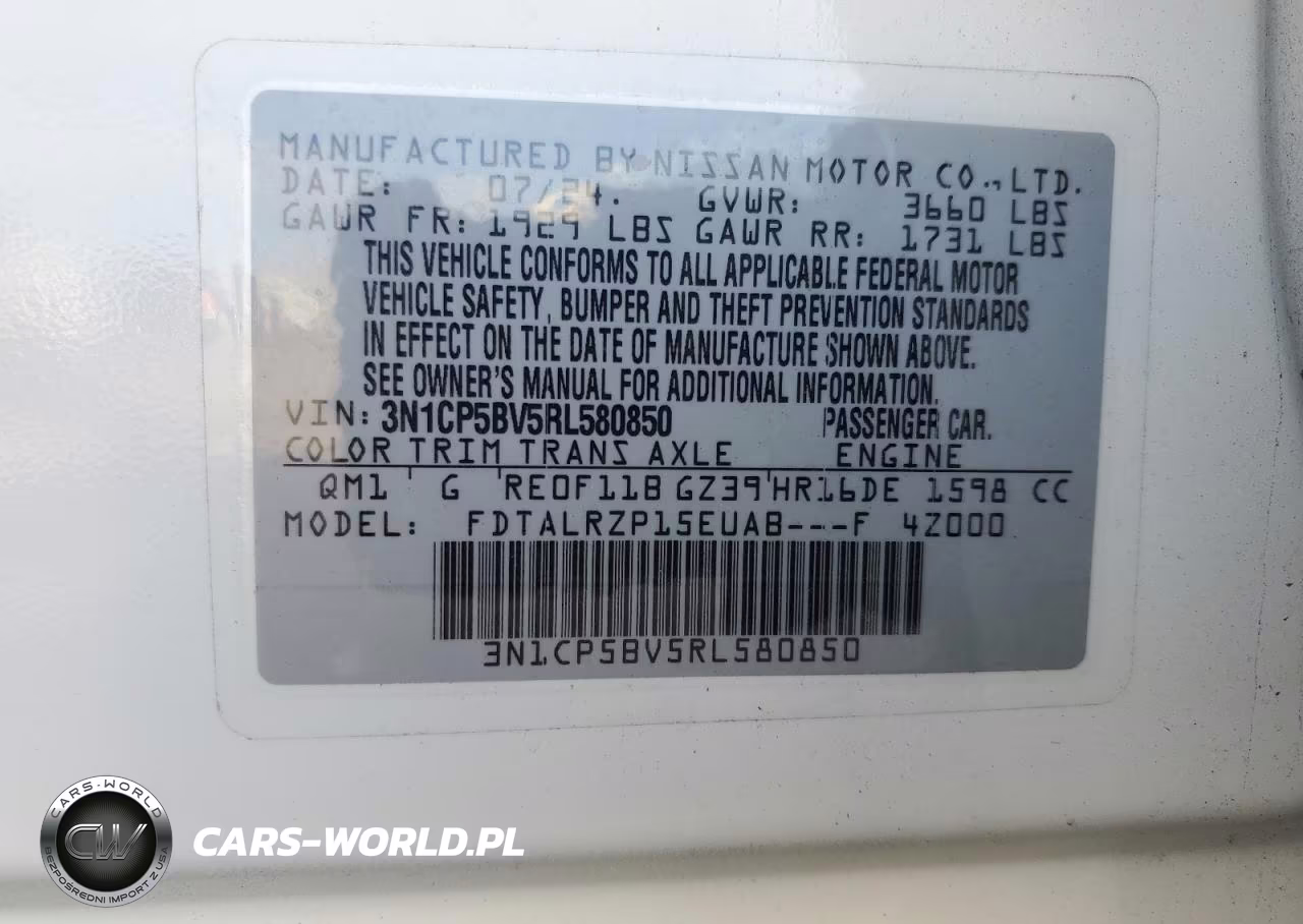 2024 Nissan Kicks S VIN:3N1CP5BV5RL580850 - 12