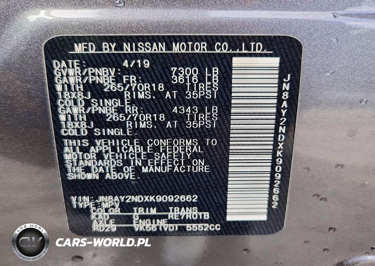 2019 Nissan Armada Sv VIN:JN8AY2NDXK9092662 - 12
