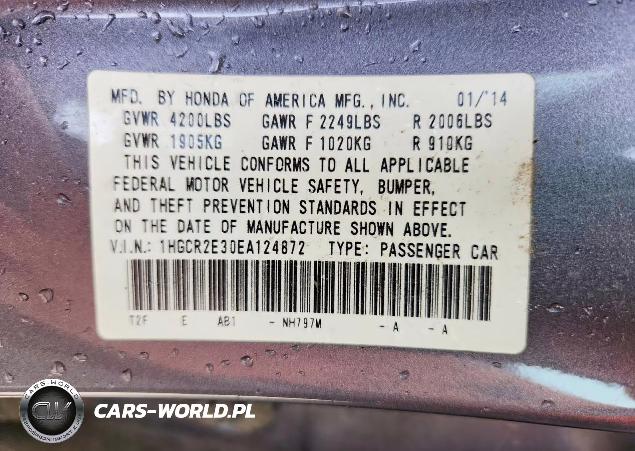 2014 Honda Accord Lx VIN:1HGCR2E30EA124872 - 12