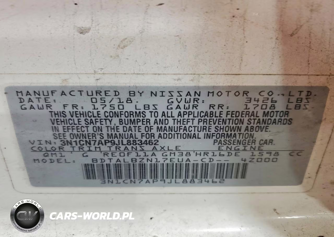 2018 Nissan Versa Sv VIN:3N1CN7AP9JL883462 - 12