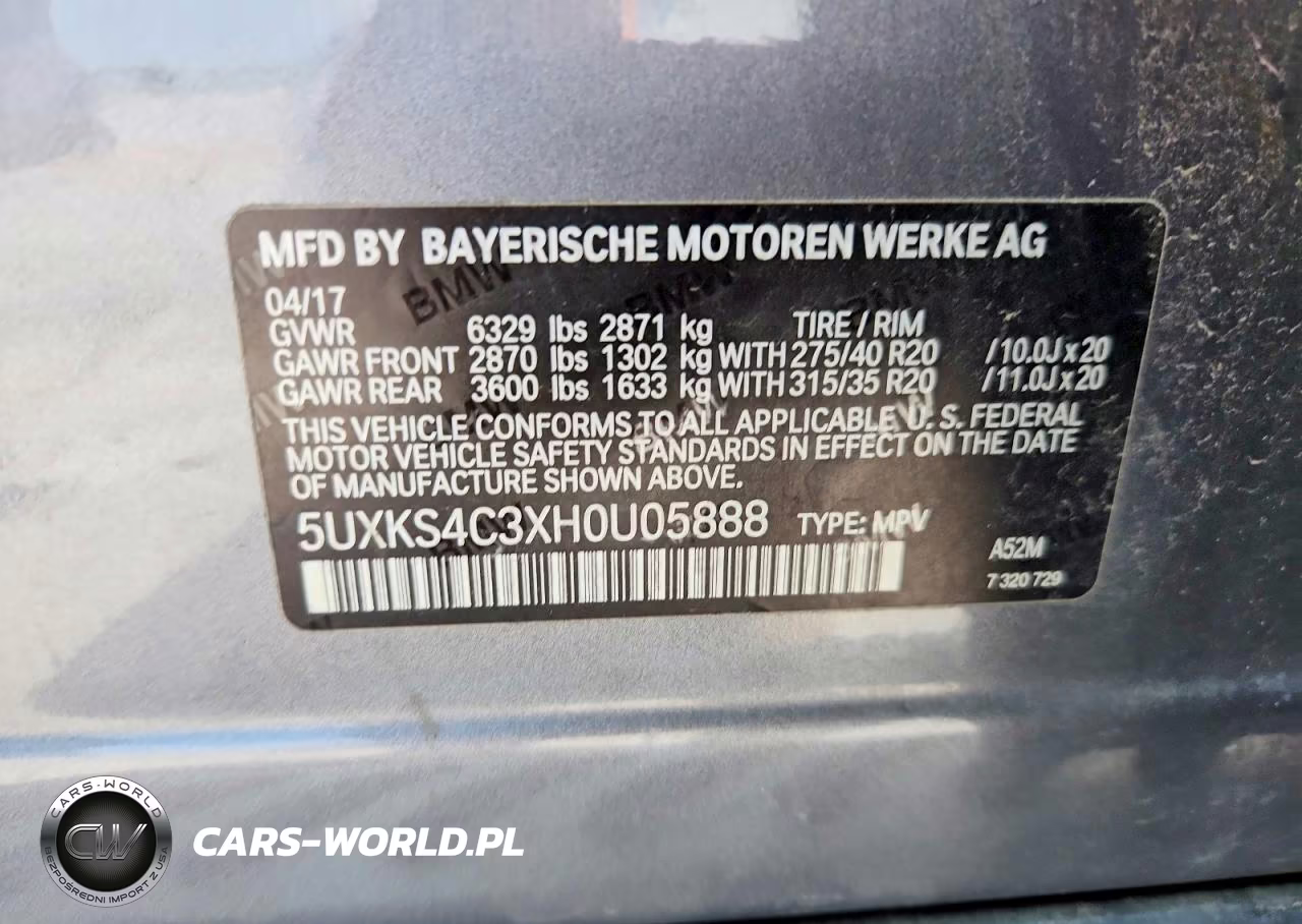 2017 BMW X5 xDrive35D VIN:5UXKS4C3XH0U05888 - 13