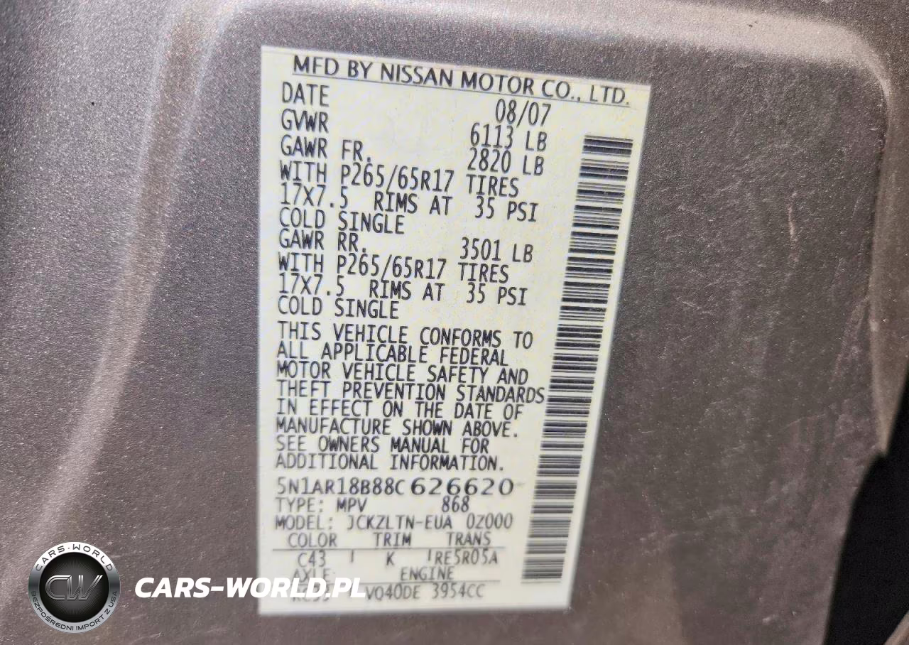 2008 Nissan Pathfinder S VIN:5N1AR18B88C626620 - 13