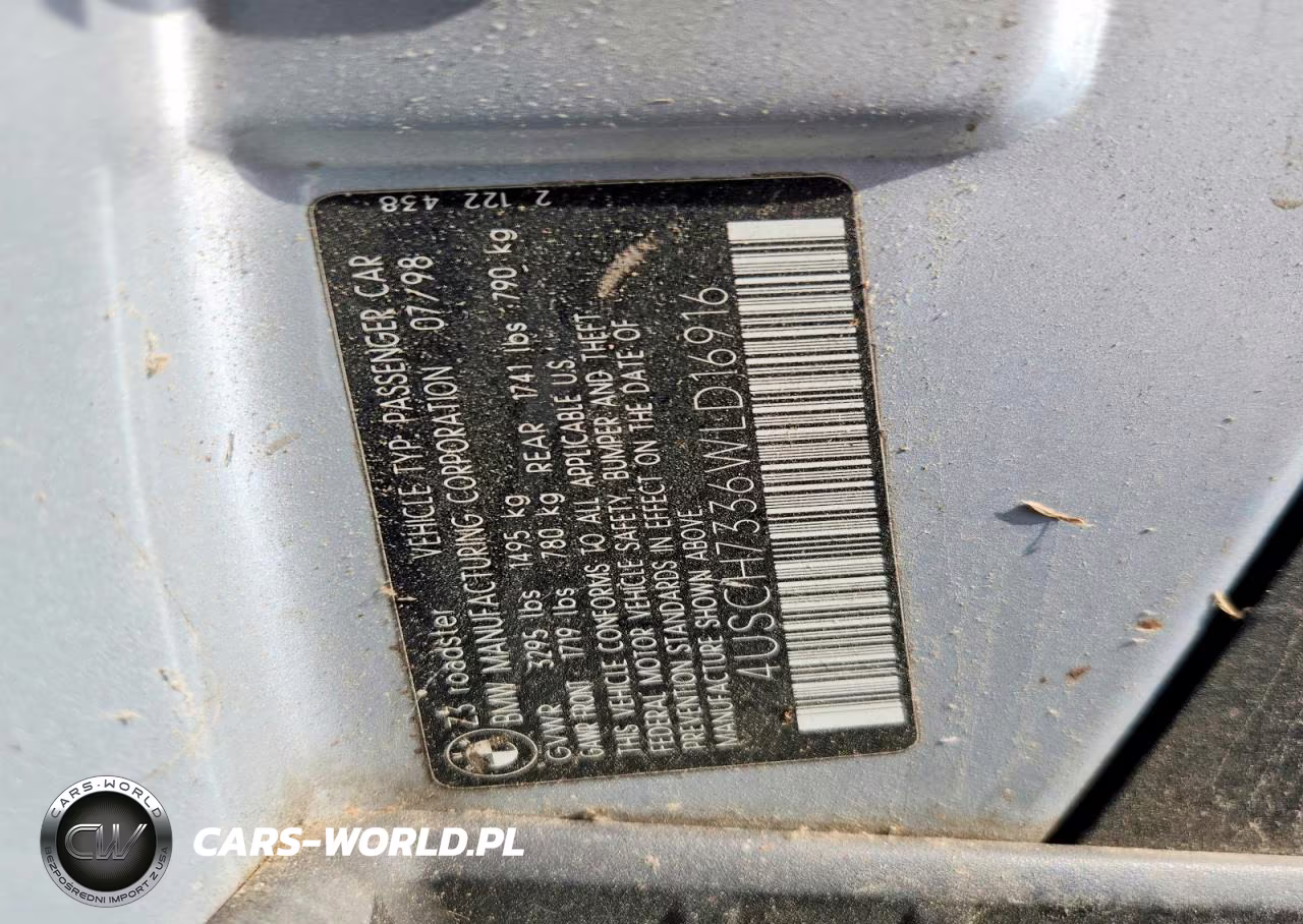 1998 BMW Z3 1.9 VIN:4USCH7336WLD16916 - 12