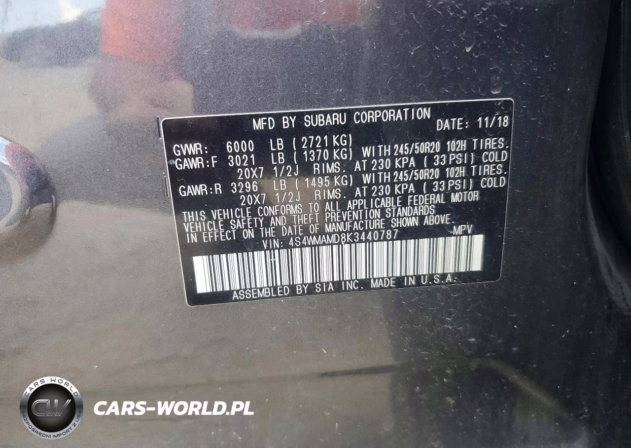 2019 Subaru Ascent Limited VIN:4S4WMAMD8K3440787 - 12