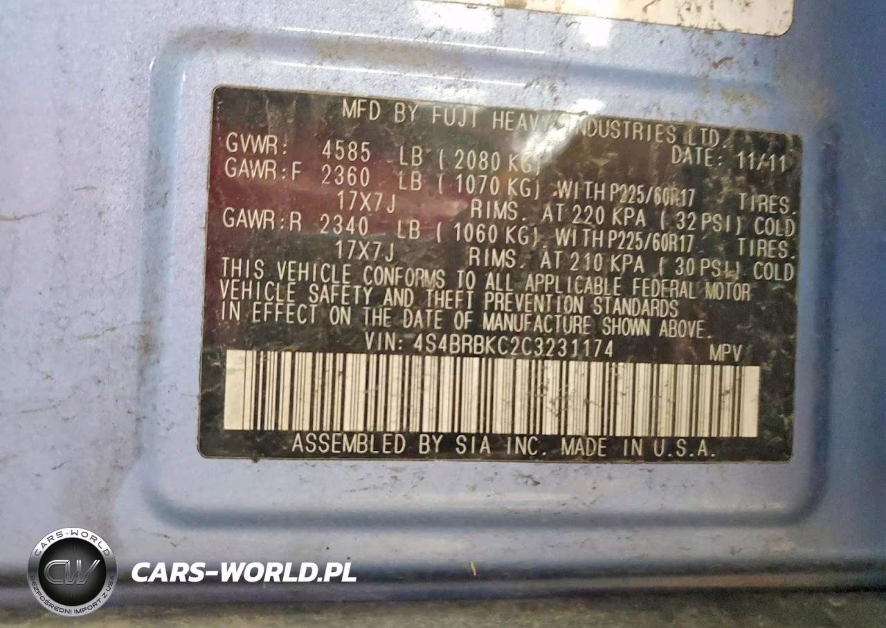 2012 Subaru Outback 2.5I Limited VIN:4S4BRBKC2C3231174 - 13