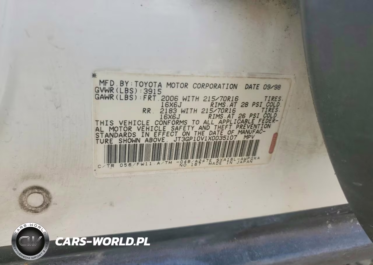 1999 Toyota Rav4 Base VIN:JT3GP10V1X0035107 - 13