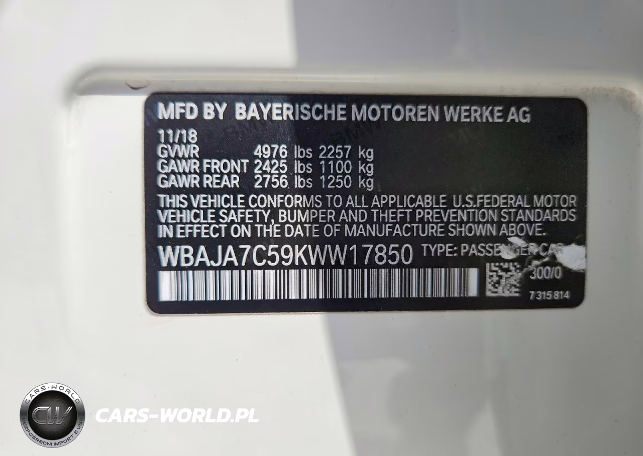 2019 BMW 530 Xi VIN:WBAJA7C59KWW17850 - 12