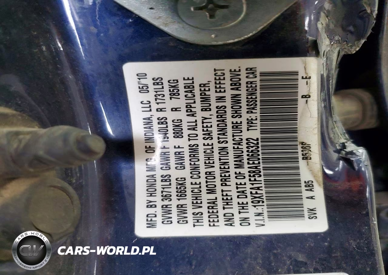 2010 Honda Civic Lx VIN:19XFA1F58AE066322 - 12