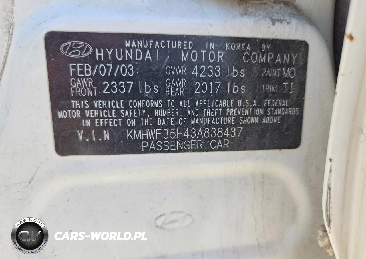 2003 Hyundai Sonata Gls VIN:KMHWF35H43A838437 - 13