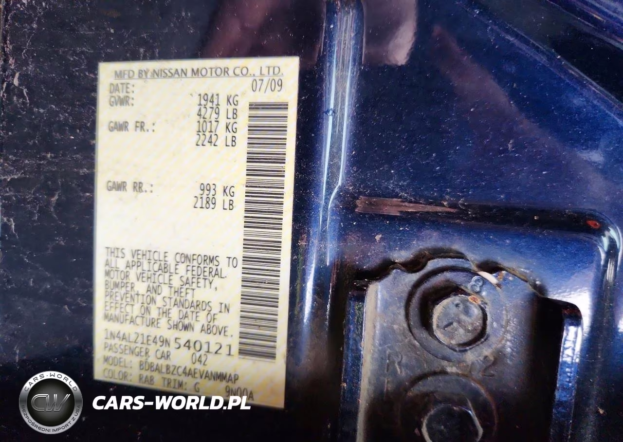 2009 Nissan Altima 2.5 VIN:1N4AL21E49N540121 - 12