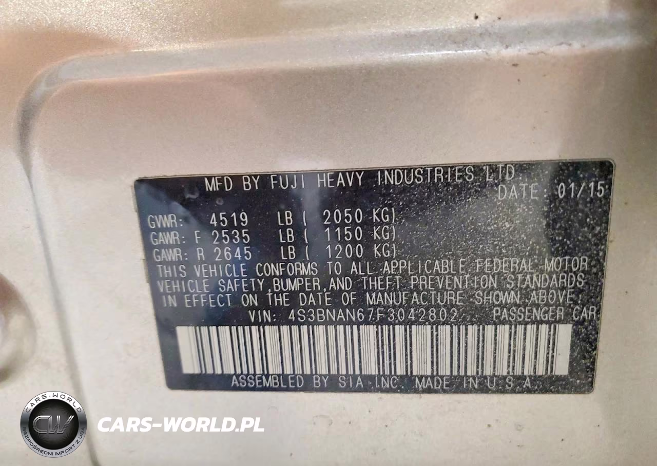 2015 Subaru Legacy 2.5I Limited VIN:4S3BNAN67F3042802 - 13