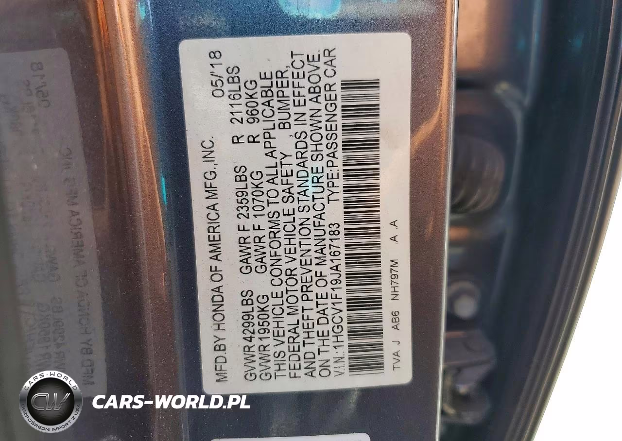 2018 Honda Accord Lx VIN:1HGCV1F19JA167183 - 13