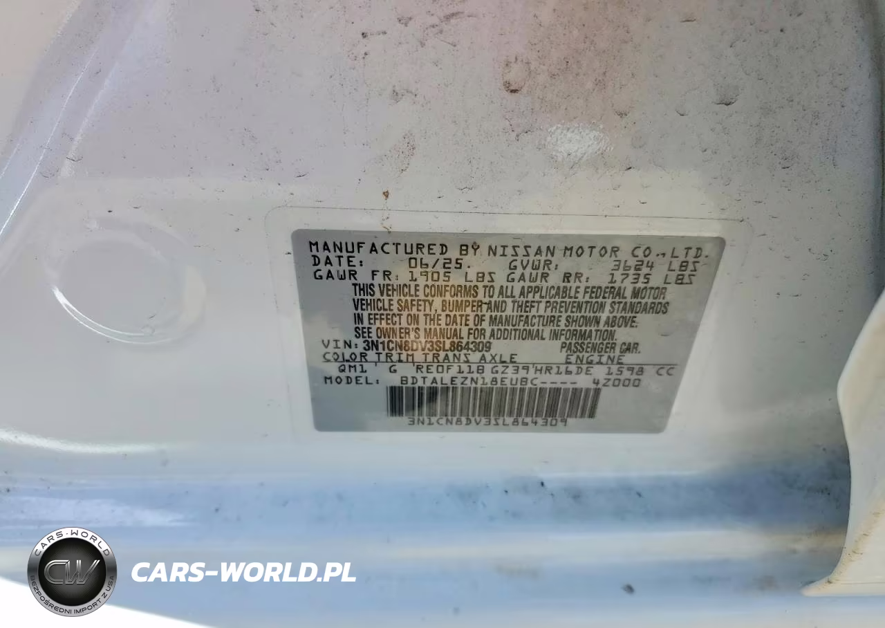 2025 Nissan Versa S VIN:3N1CN8DV3SL864309 - 13
