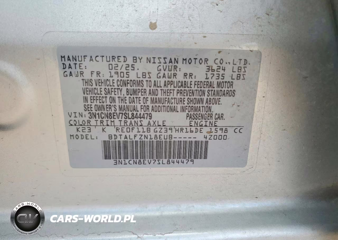 2025 Nissan Versa Sv VIN:3N1CN8EV7SL844479 - 12