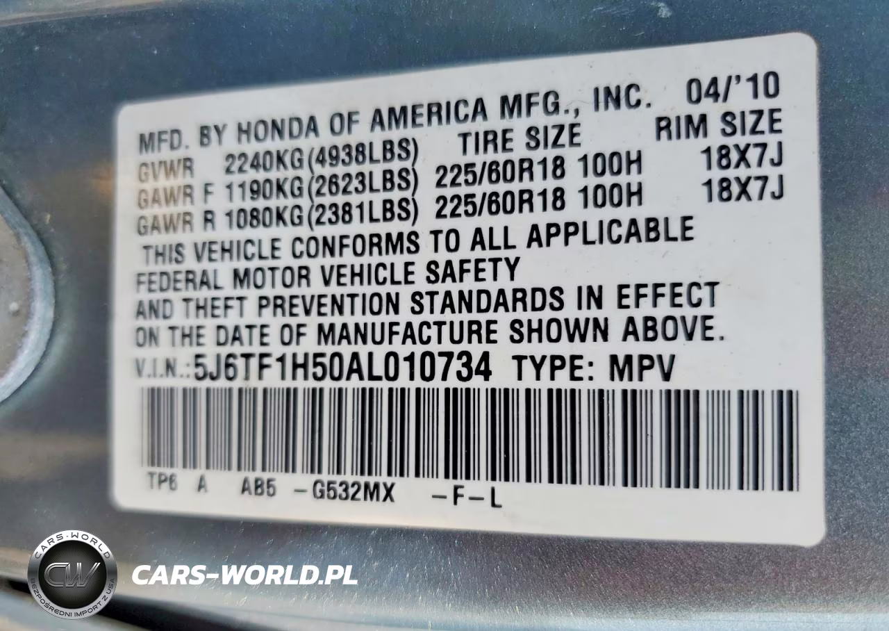 2010 Honda Accord Crosstour Exl VIN:5J6TF1H50AL010734 - 12