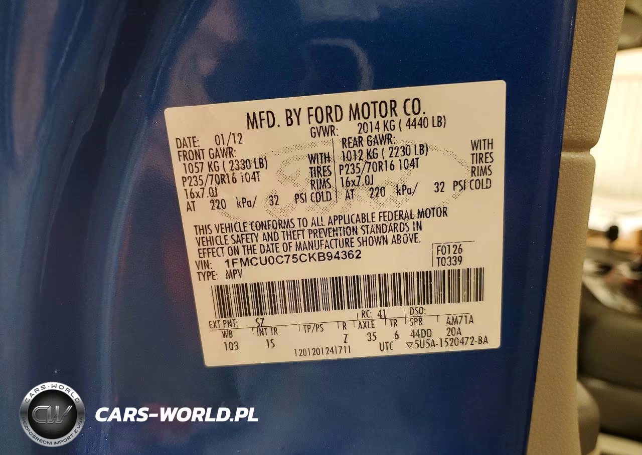 2012 Ford Escape Xls VIN:1FMCU0C75CKB94362 - 13