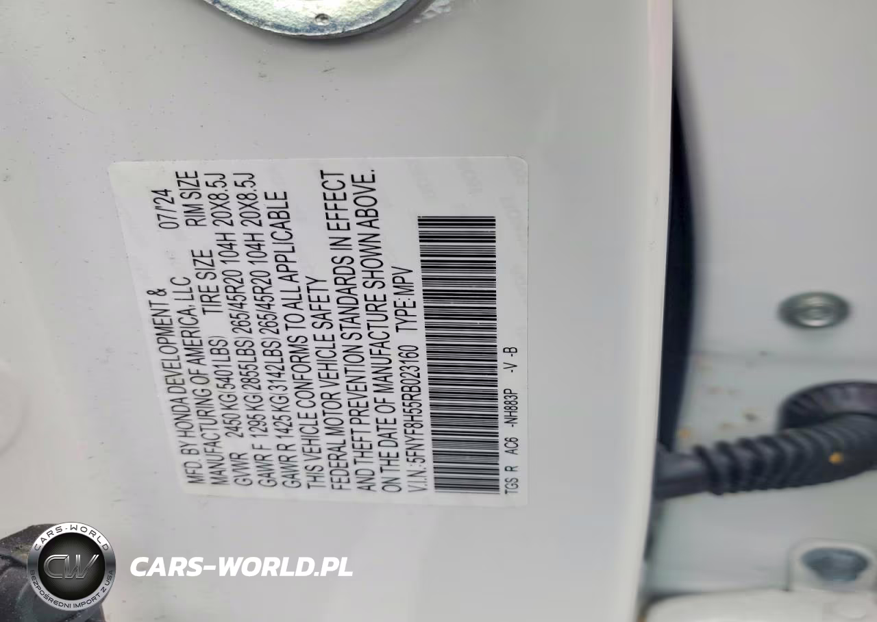 2024 Honda Passport Exl VIN:5FNYF8H55RB023160 - 12
