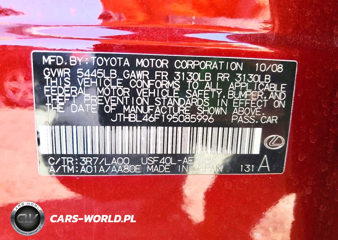 2009 Lexus Ls 460 VIN:JTHBL46F195085996 - 12