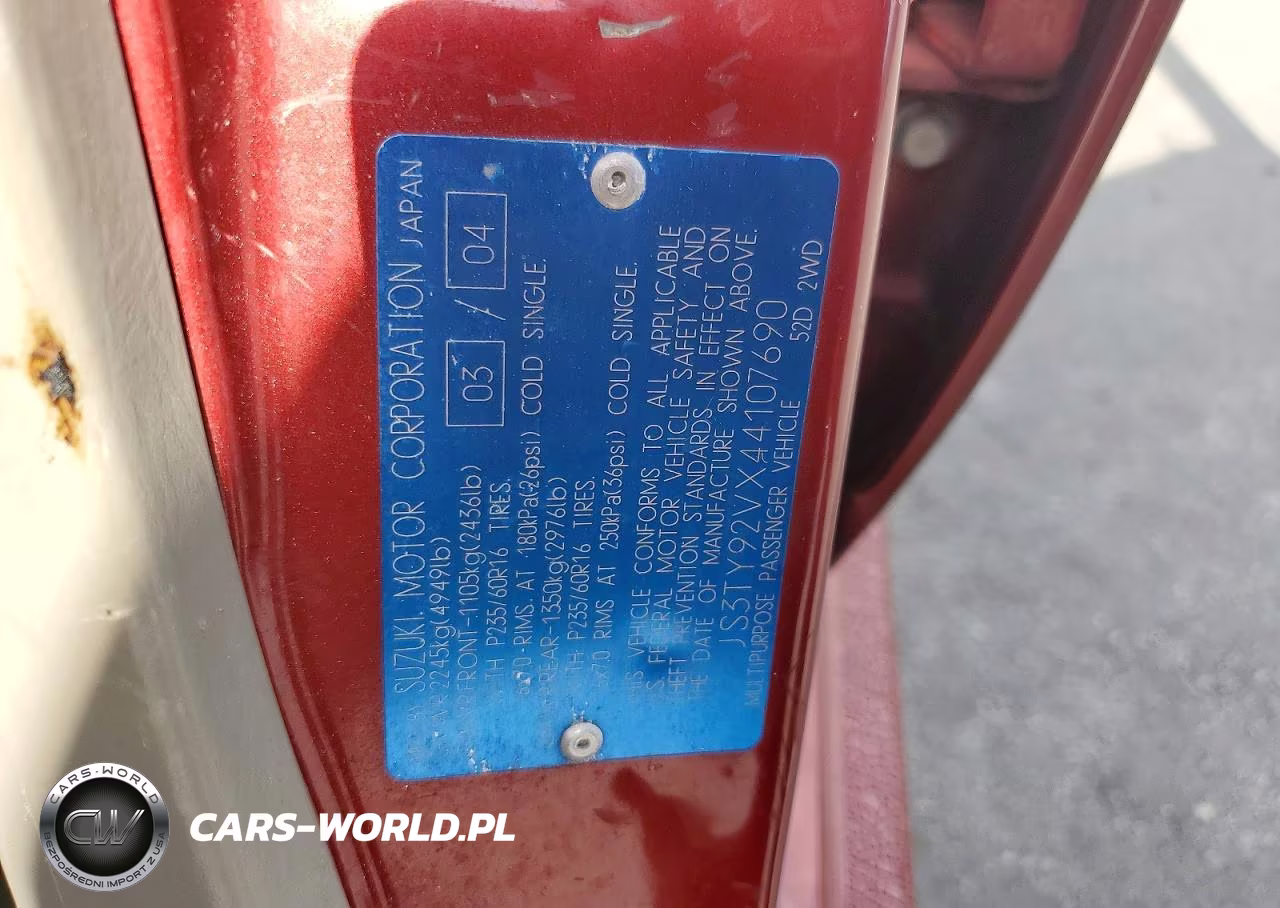 2004 Suzuki Xl7 Ex VIN:JS3TY92VX44107690 - 12