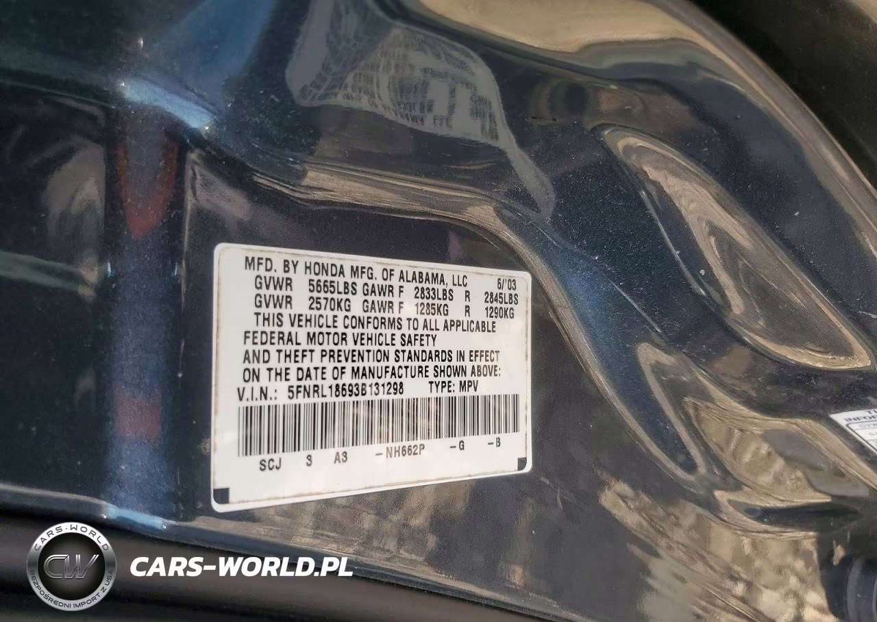 2003 Honda Odyssey Ex VIN:5FNRL18693B131298 - 12