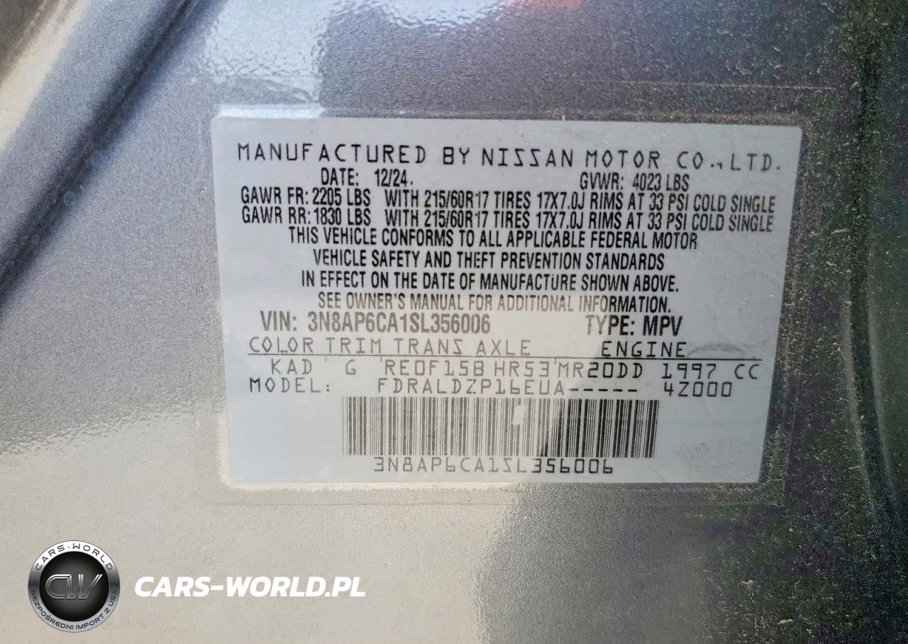 2025 Nissan Kicks Sv VIN:3N8AP6CA1SL356006 - 13