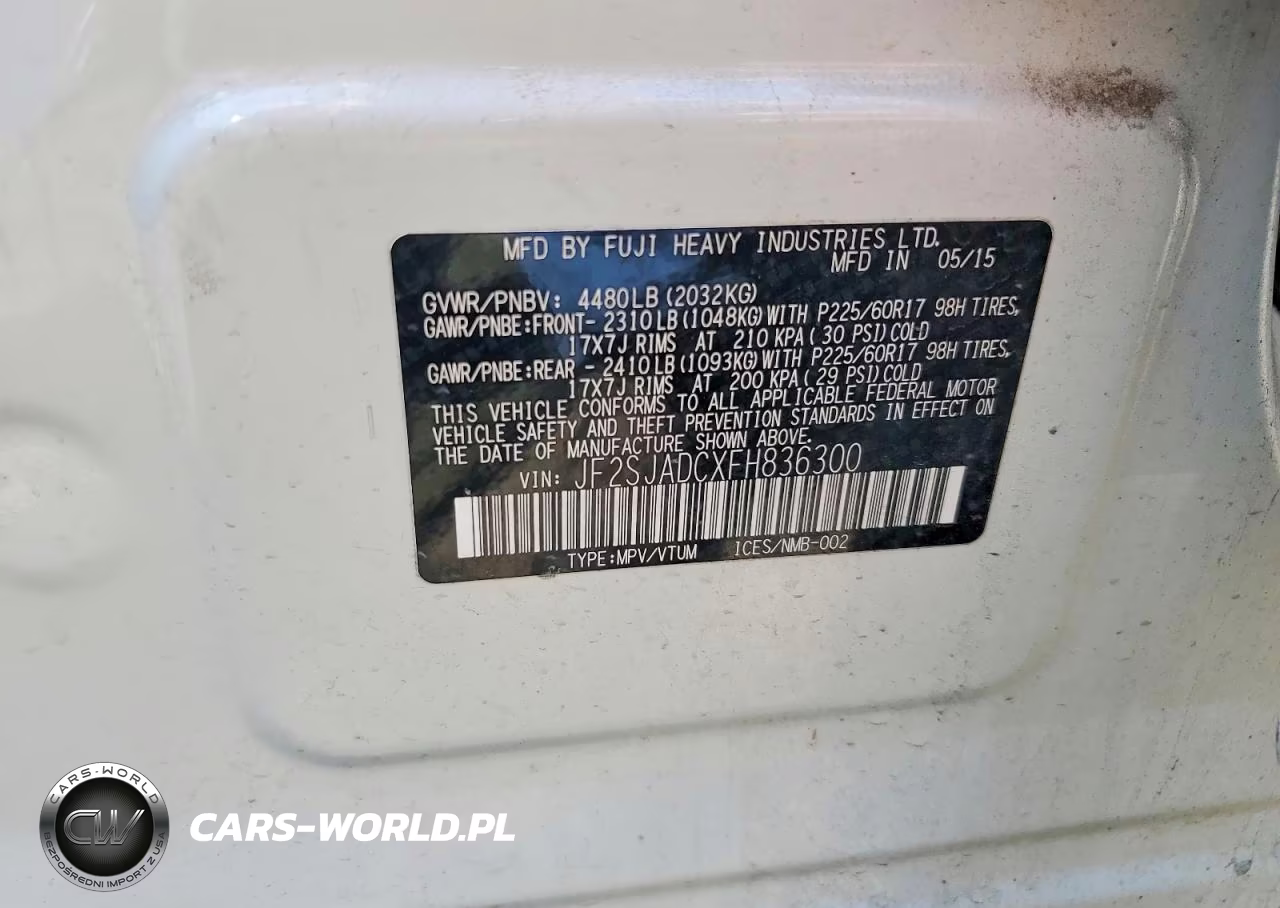 2015 Subaru Forester 2.5I Premium VIN:JF2SJADCXFH836300 - 12