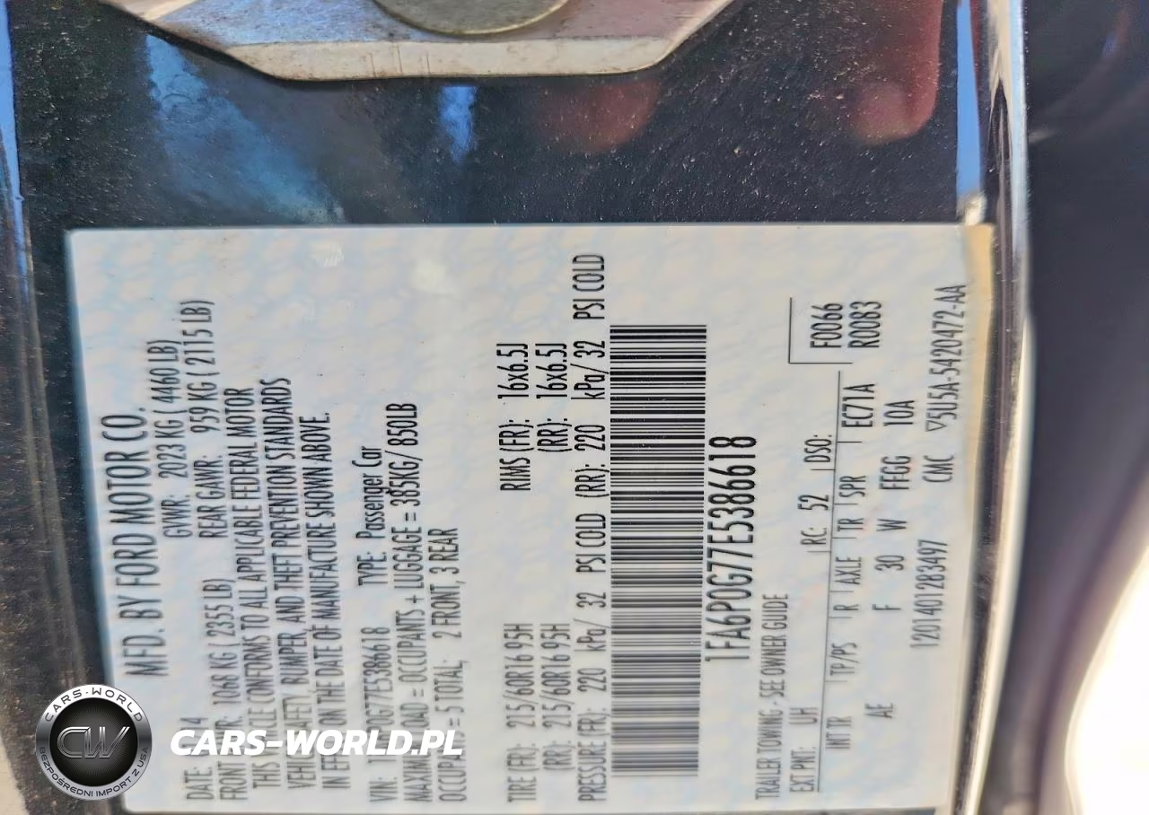 2014 Ford Fusion S VIN:1FA6P0G77E5386618 - 13