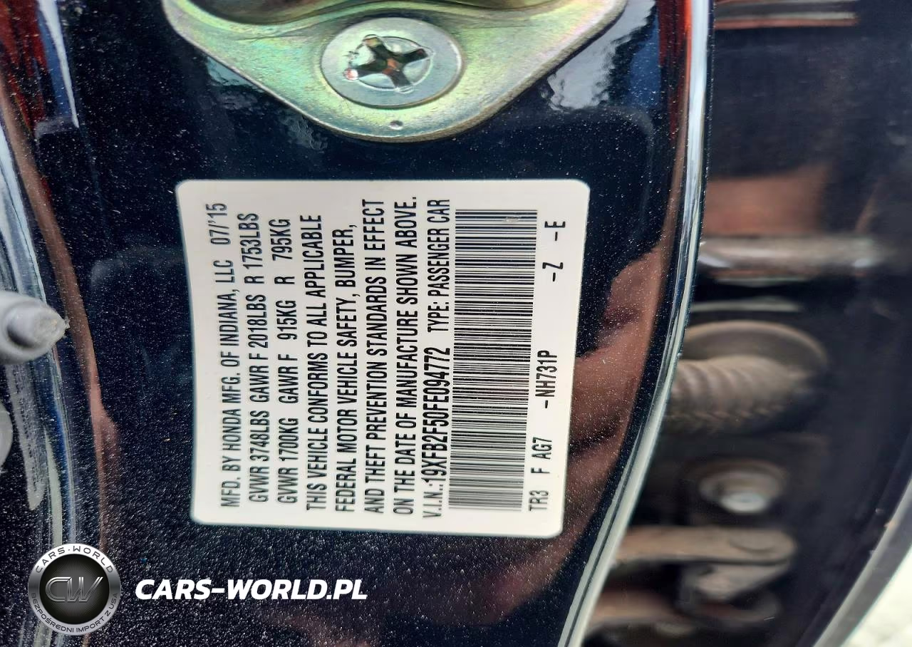 2015 Honda Civic Lx VIN:19XFB2F50FE094772 - 12