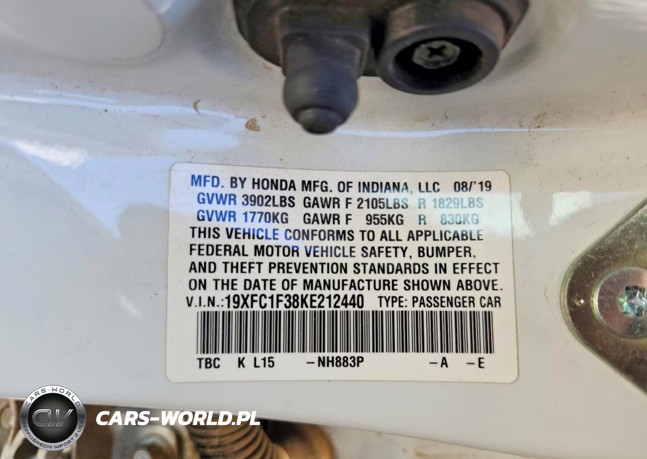 2019 Honda Civic Ex VIN:19XFC1F38KE212440 - 13
