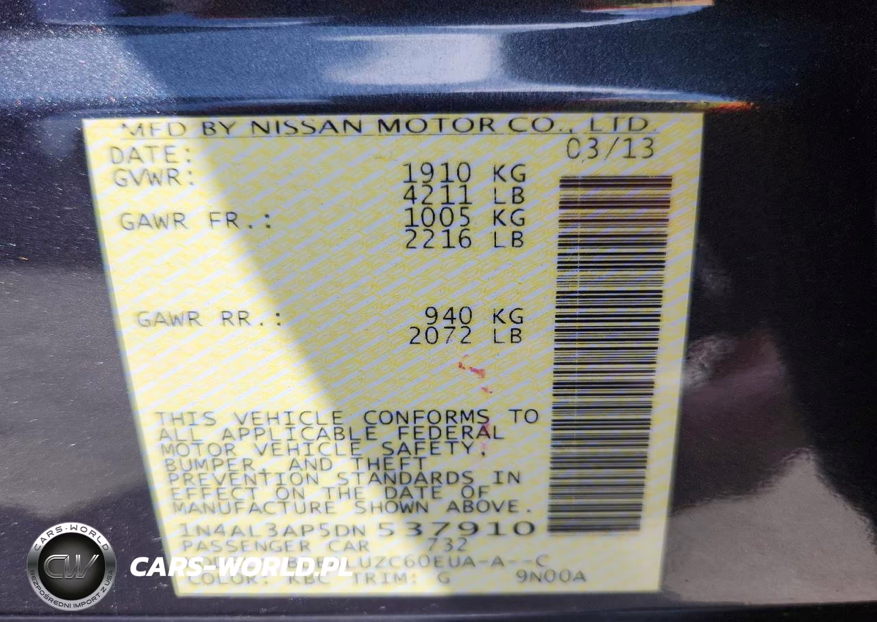 2013 Nissan Altima 2.5 VIN:1N4AL3AP5DN537910 - 12