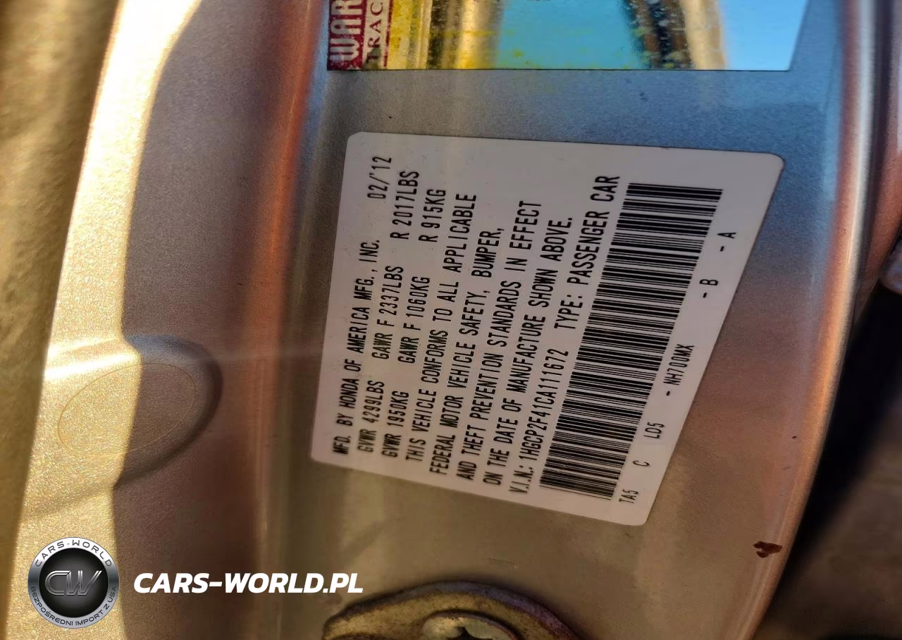 2012 Honda Accord Lxp VIN:1HGCP2F41CA111672 - 13
