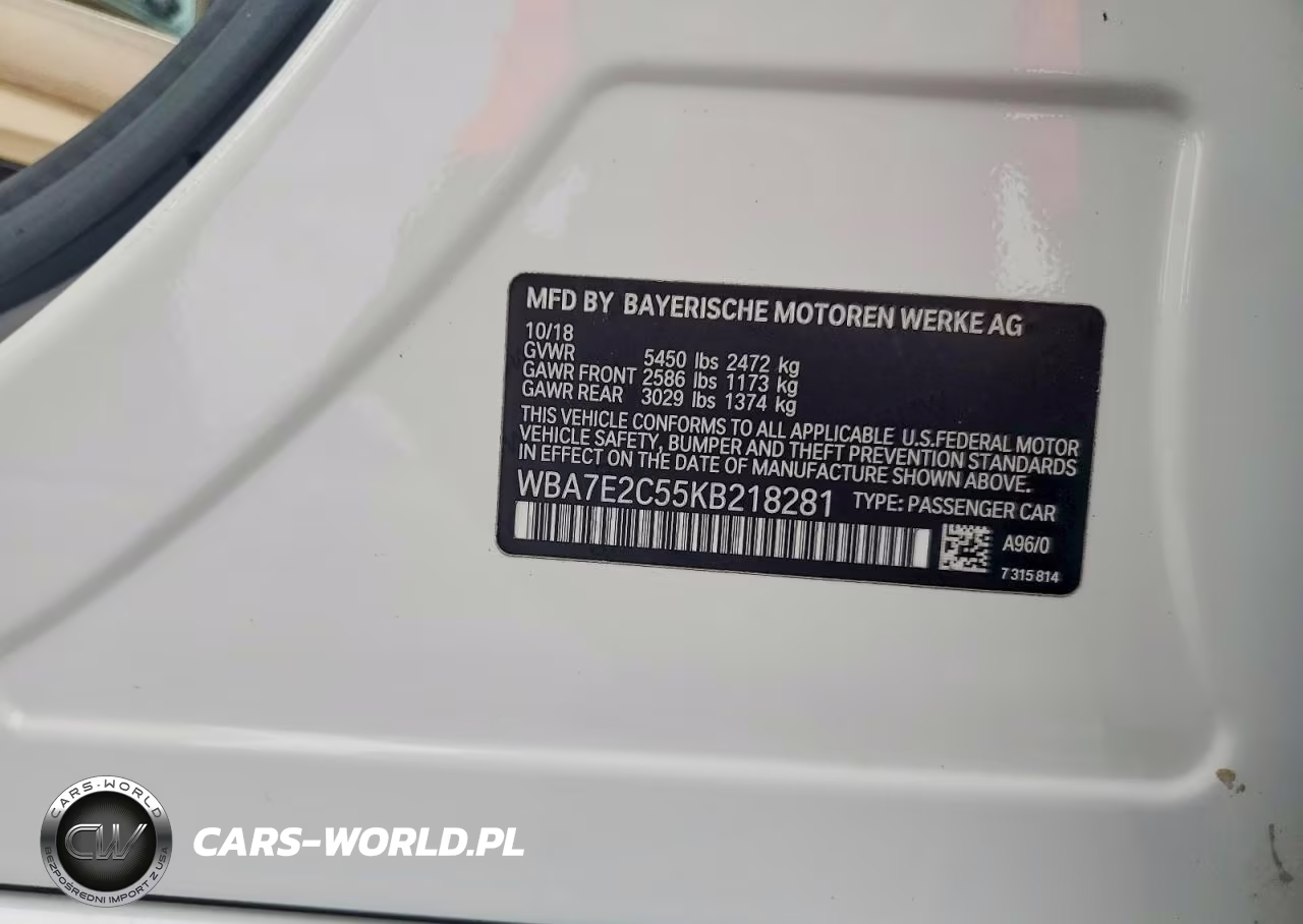 2019 BMW 740 I VIN:WBA7E2C55KB218281 - 13