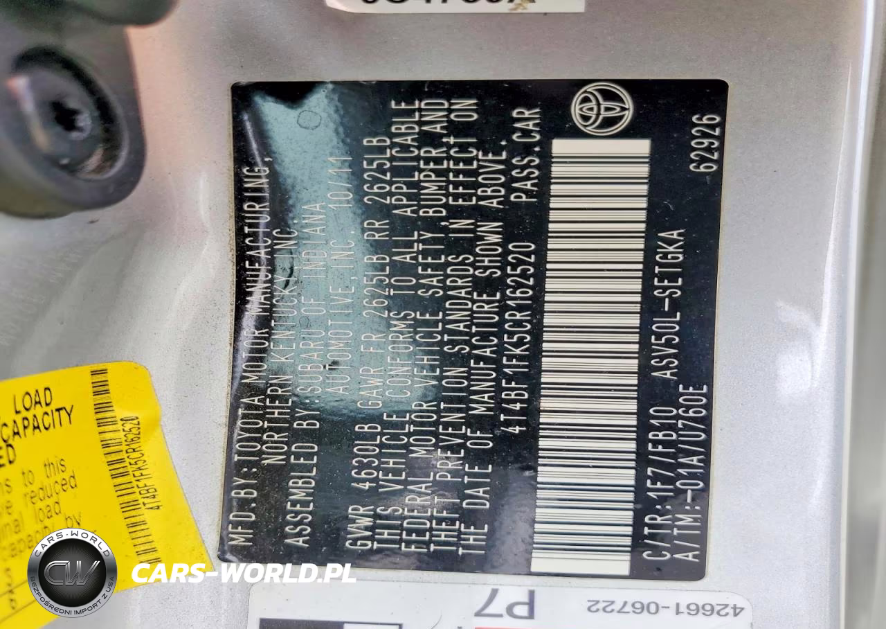 2012 Toyota Camry Xle VIN:4T4BF1FK5CR162520 - 13