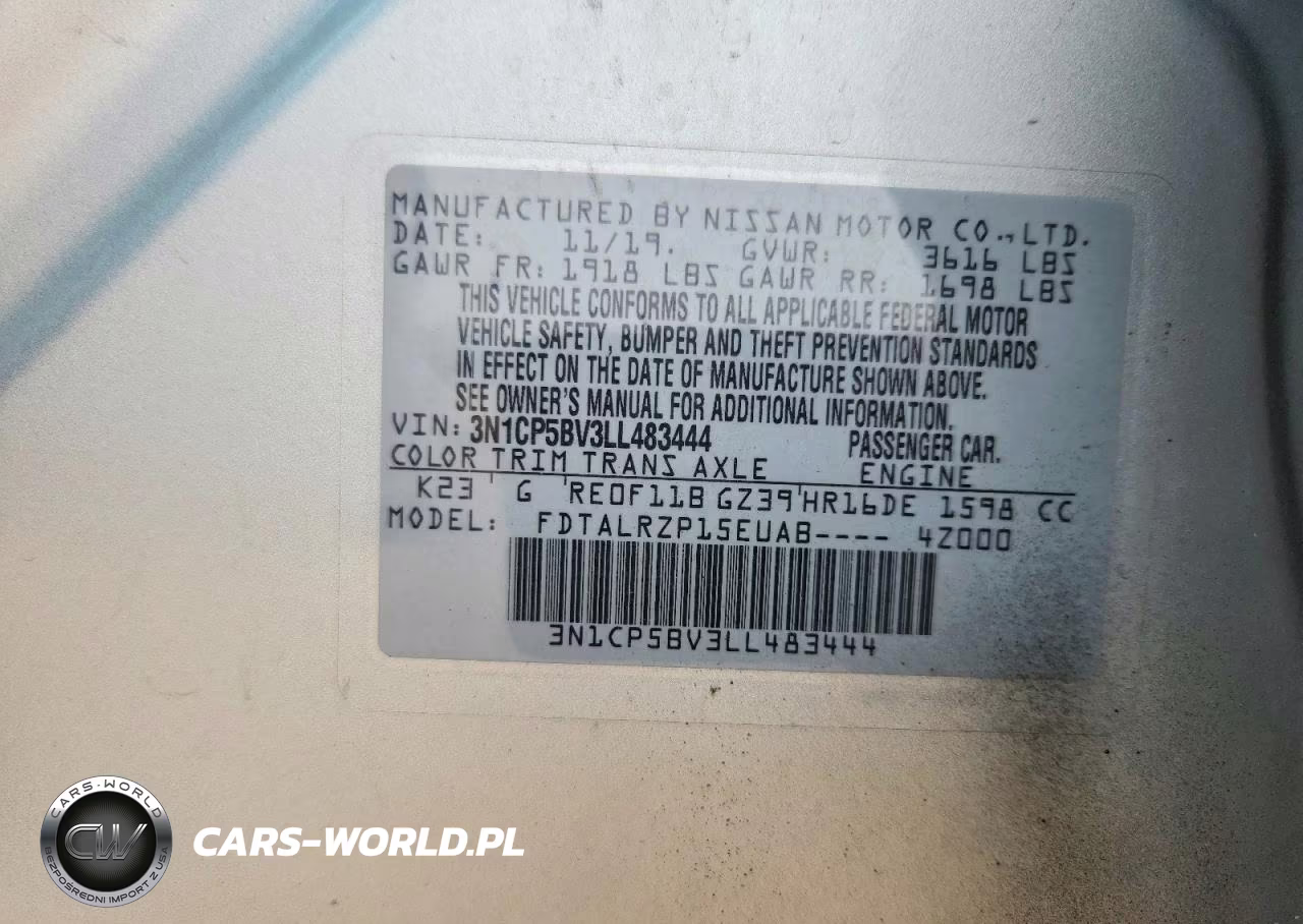2020 Nissan Kicks S VIN:3N1CP5BV3LL483444 - 12