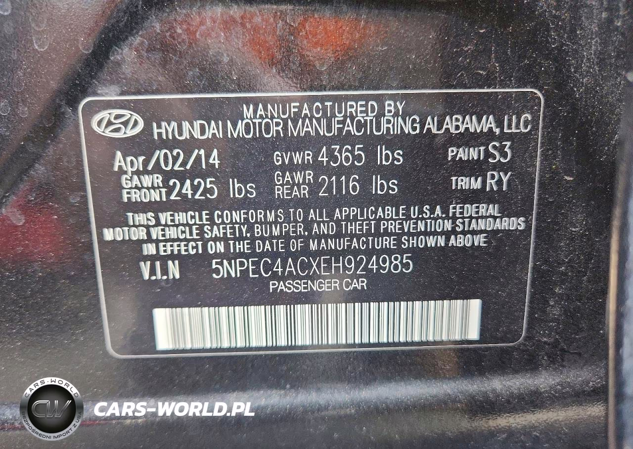 2014 Hyundai Sonata Se VIN:5NPEC4ACXEH924985 - 12