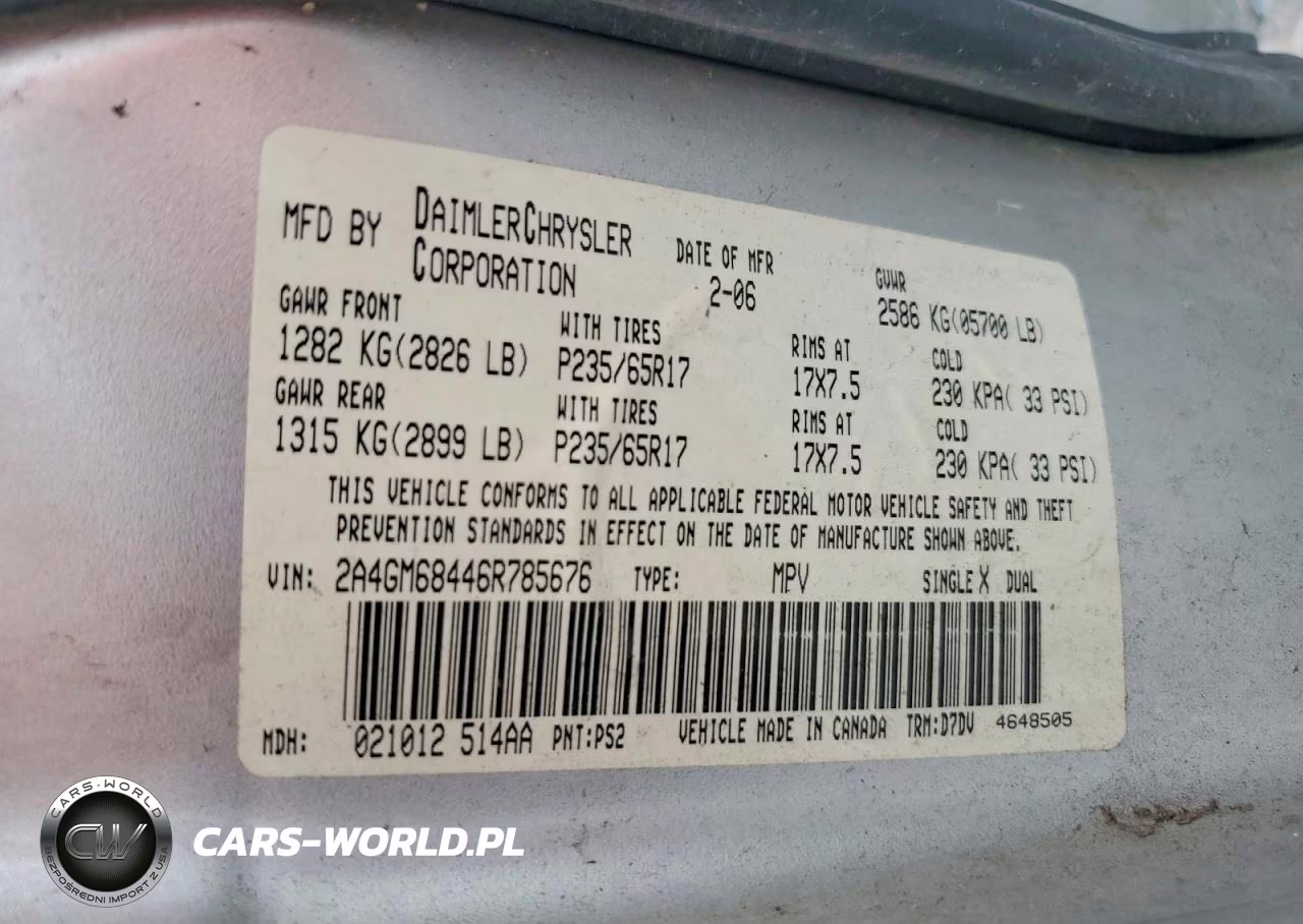 2006 Chrysler Pacifica Touring VIN:2A4GM68446R785676 - 13