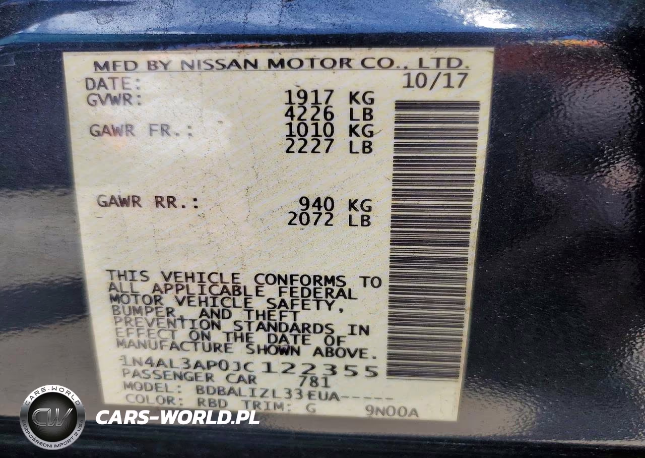 2018 Nissan Altima 2.5 Sv VIN:1N4AL3AP0JC122355 - 13