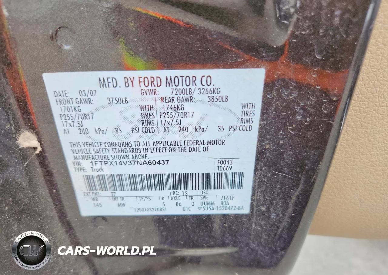 2007 Ford F150 VIN:1FTPX14V37NA60437 - 12