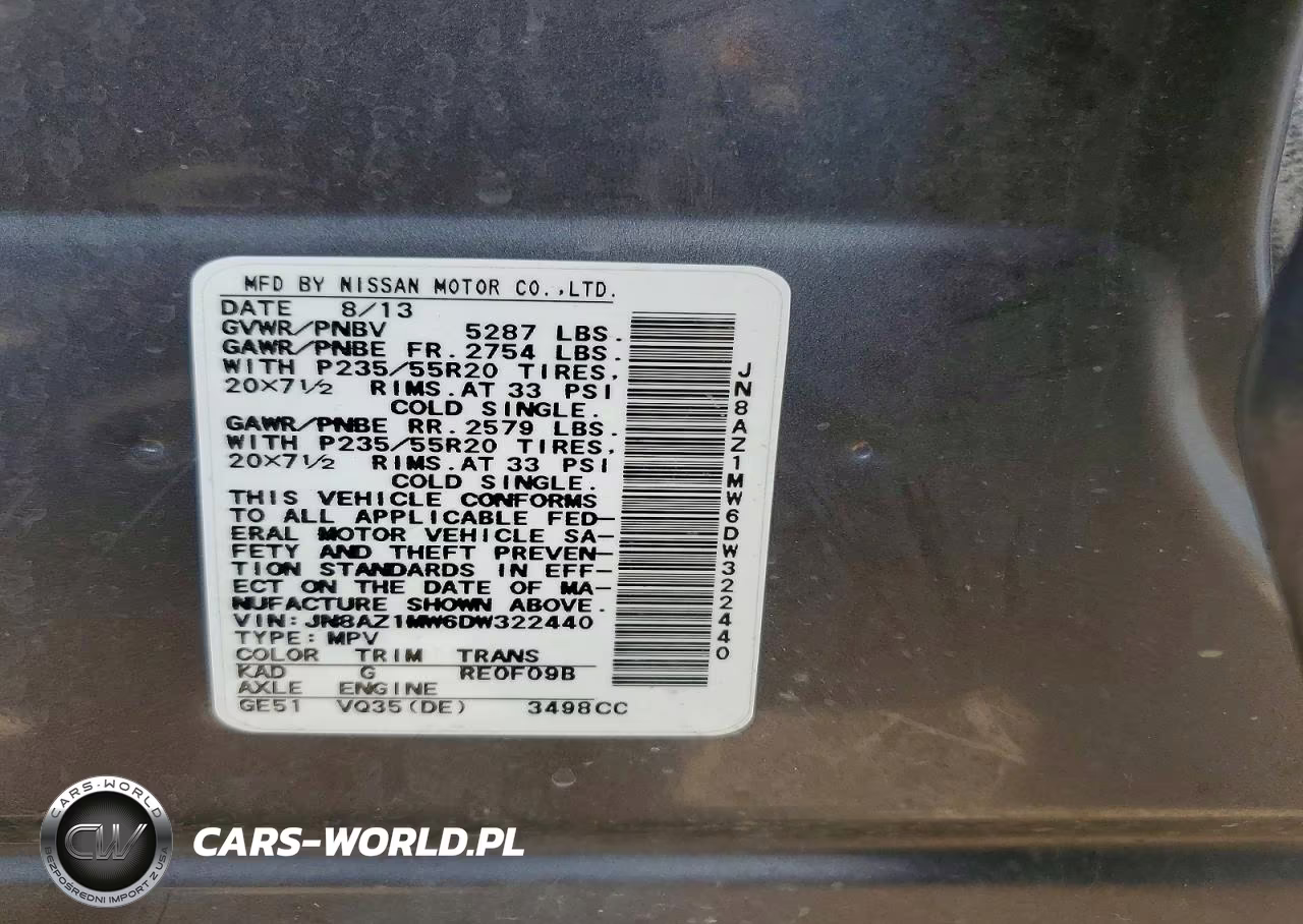 2013 Nissan Murano S VIN:JN8AZ1MW6DW322440 - 13