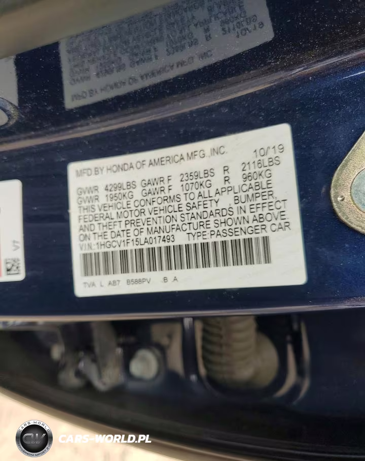 2020 Honda Accord Lx VIN:1HGCV1F15LA017493 - 13