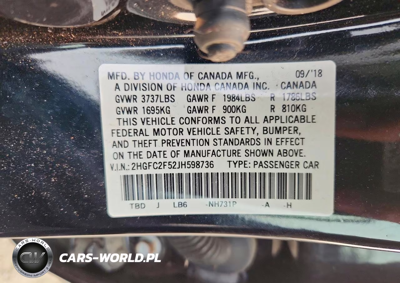 2018 Honda Civic Lx VIN:2HGFC2F52JH598736 - 12