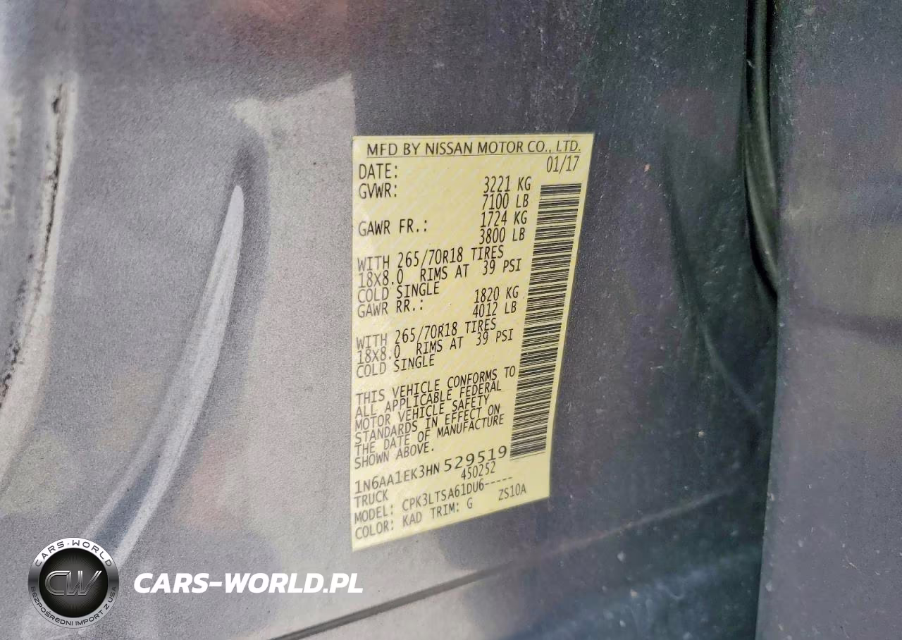 2017 Nissan Titan S VIN:1N6AA1EK3HN529519 - 12