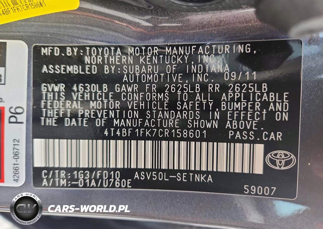 2012 Toyota Camry Le VIN:4T4BF1FK7CR158601 - 13