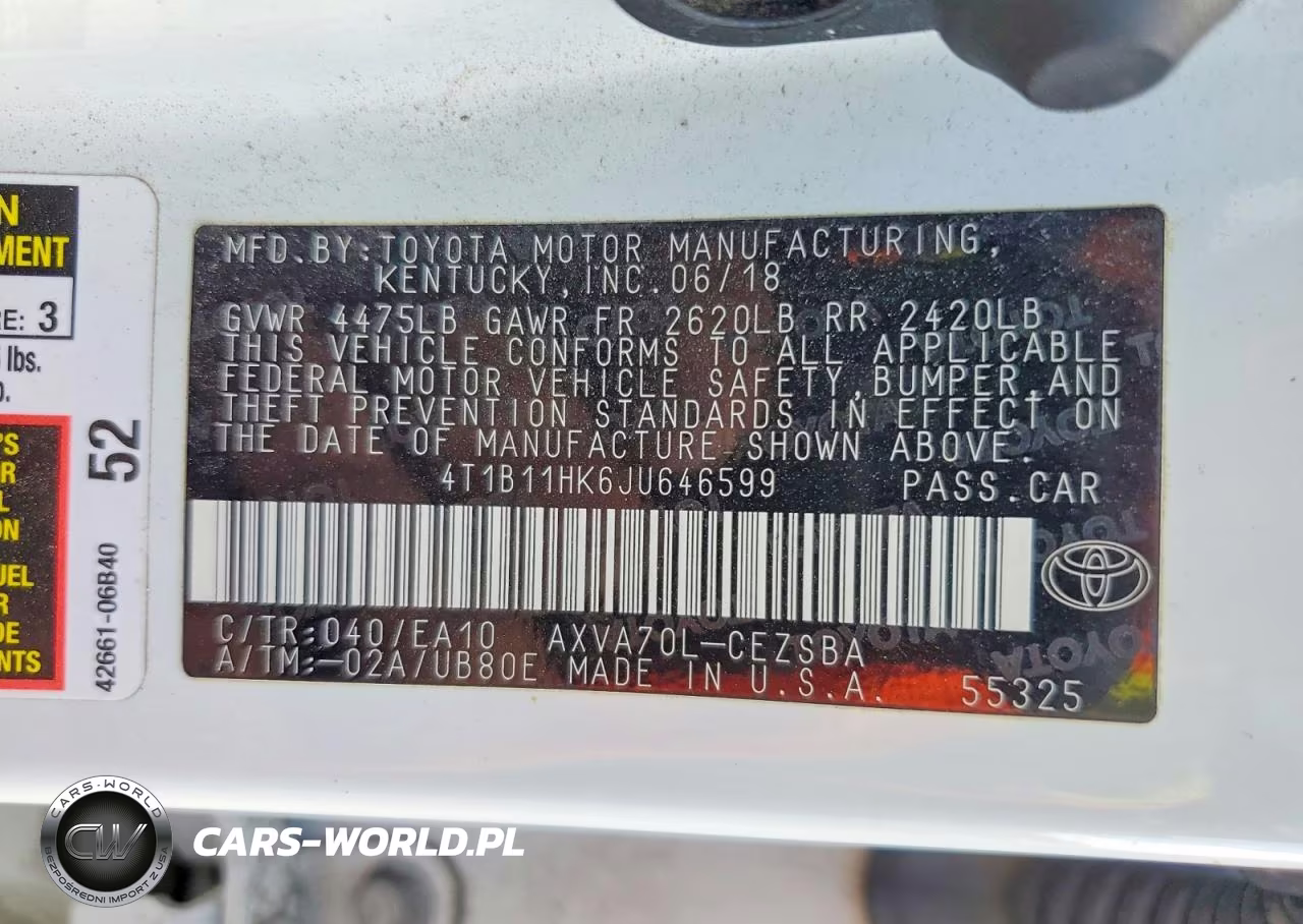 2018 Toyota Camry Se VIN:4T1B11HK6JU646599 - 12