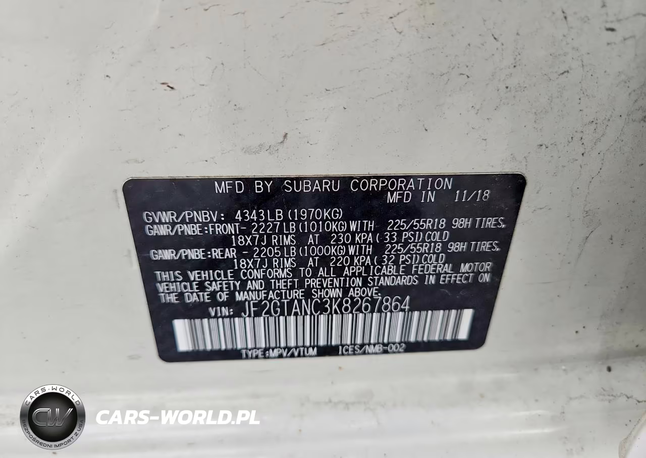 2019 Subaru Crosstrek Limited VIN:JF2GTANC3K8267864 - 12