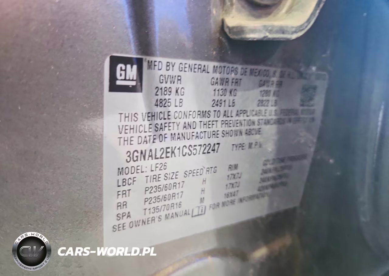 2012 Chevrolet Captiva Sport VIN:3GNAL2EK1CS572247 - 13