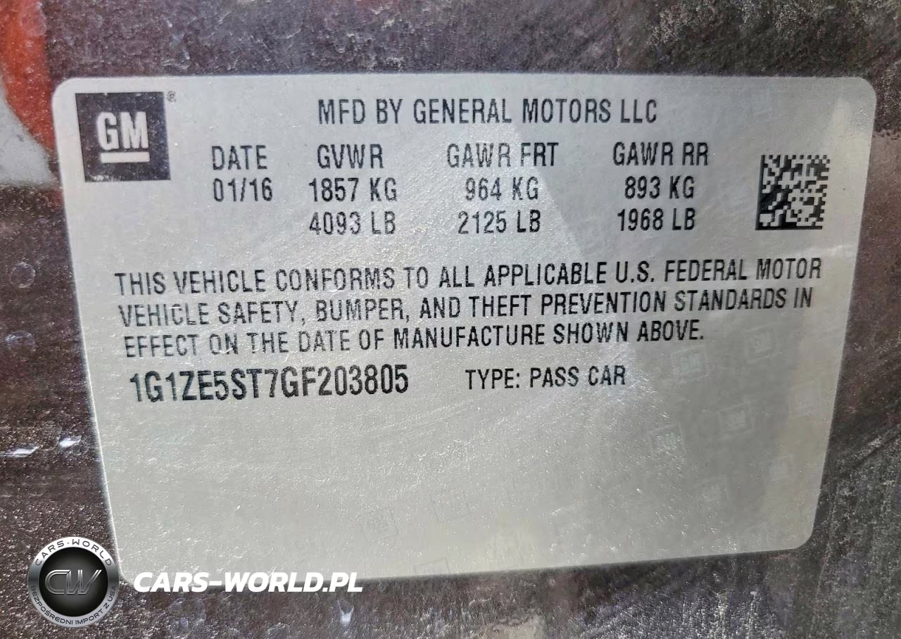 2016 Chevrolet Malibu Lt VIN:1G1ZE5ST7GF203805 - 12