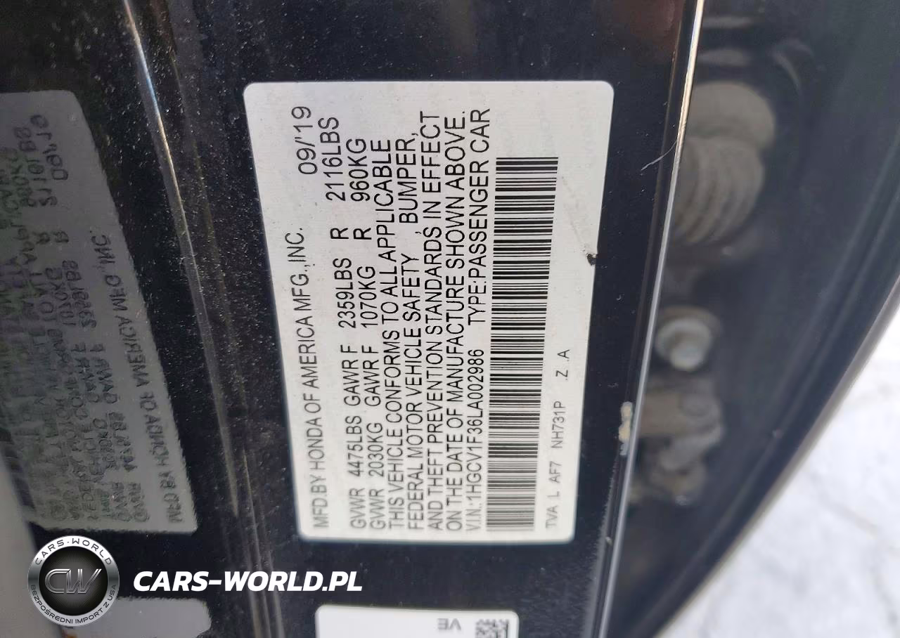 2020 Honda Accord Sport VIN:1HGCV1F36LA002986 - 12